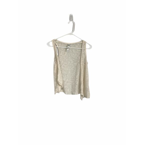 Beautees Beige Sleeveless Open Front Sweater 10 - Picture 1 of 3